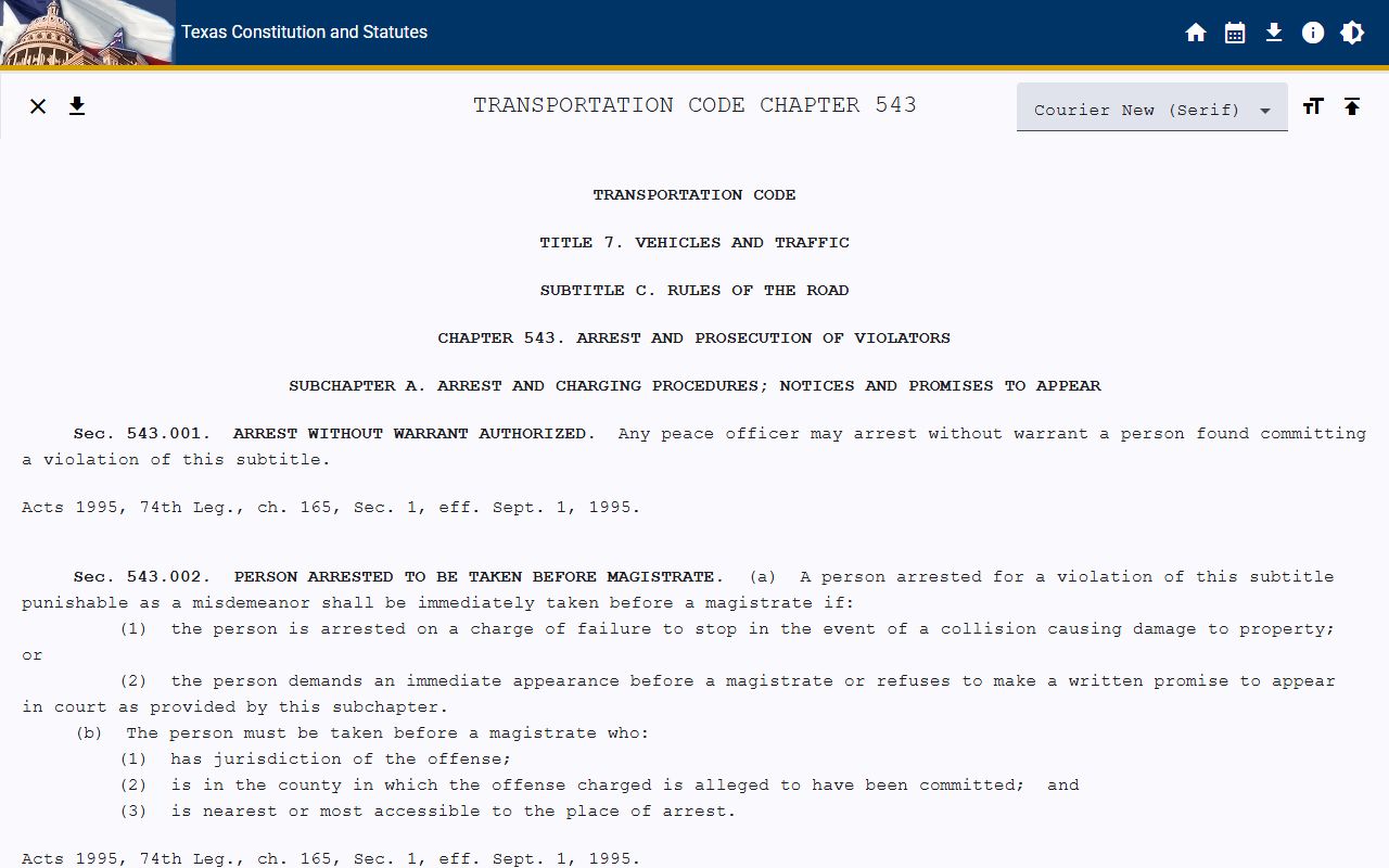 Collin County traffic court records and the Texas traffic offense prosecution statute under Transportation Code Chapter 543