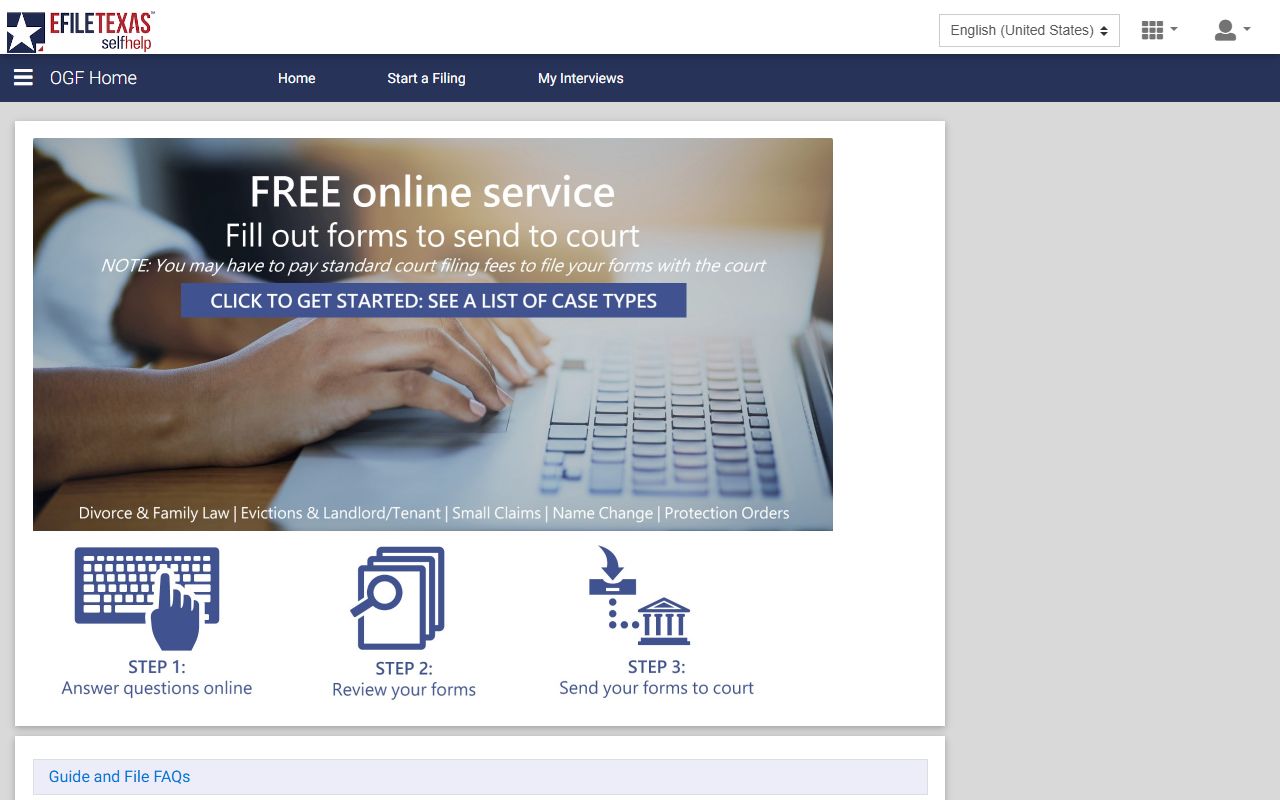 Collin County court dockets and the eFileTexas Guide and File self-help portal