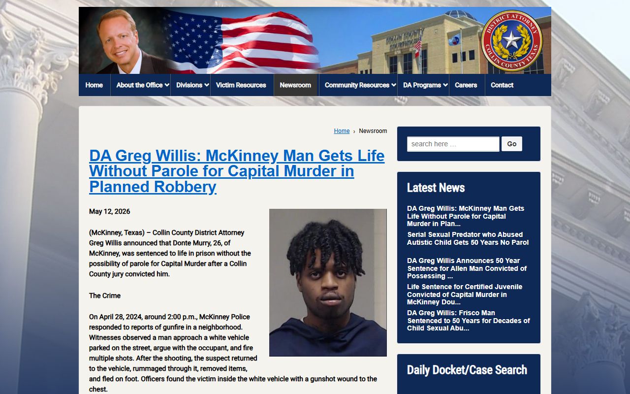 Collin County District Court felony prosecutions from the District Attorney newsroom