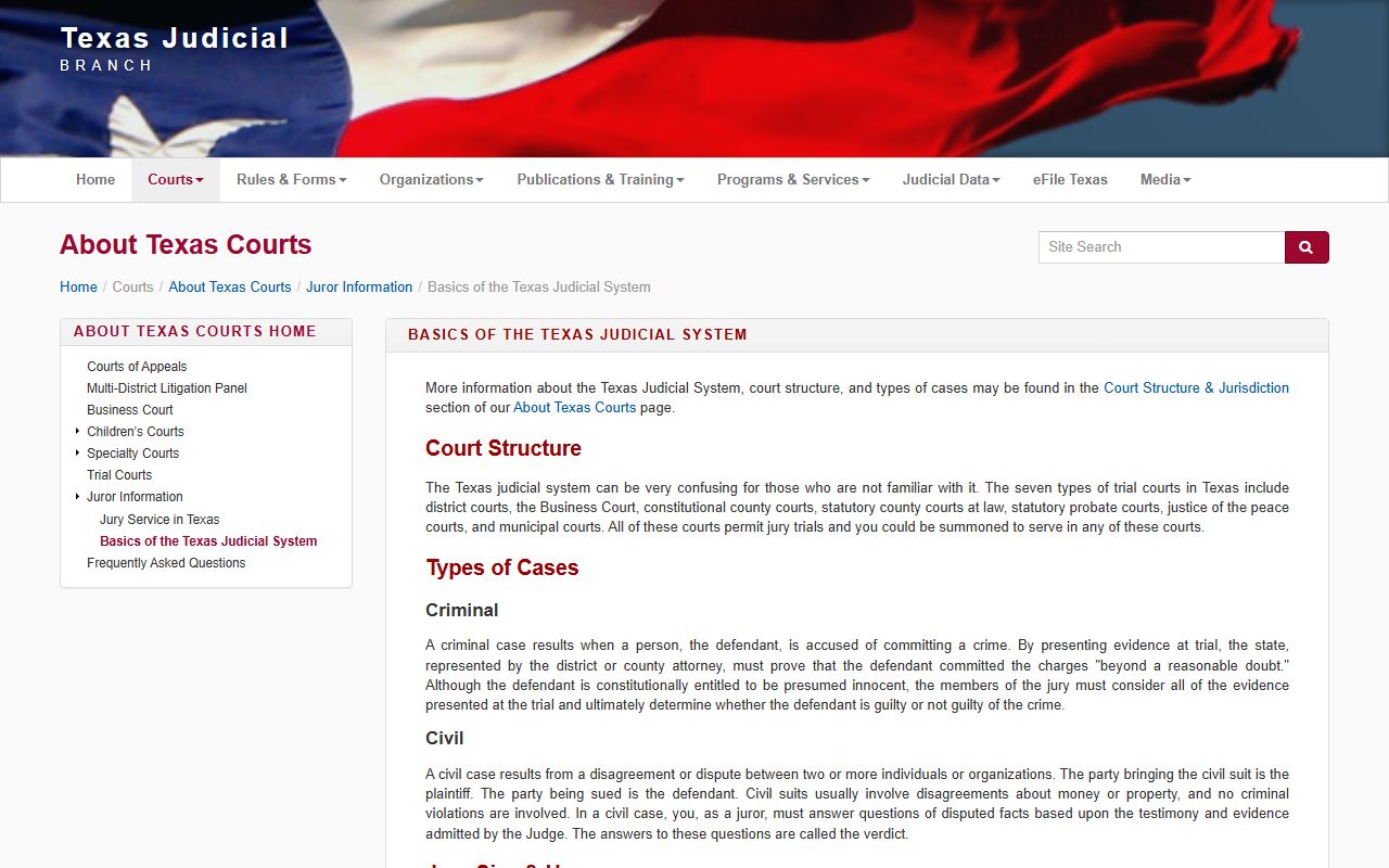 Collin County court records guidance from the Texas judicial system basics page