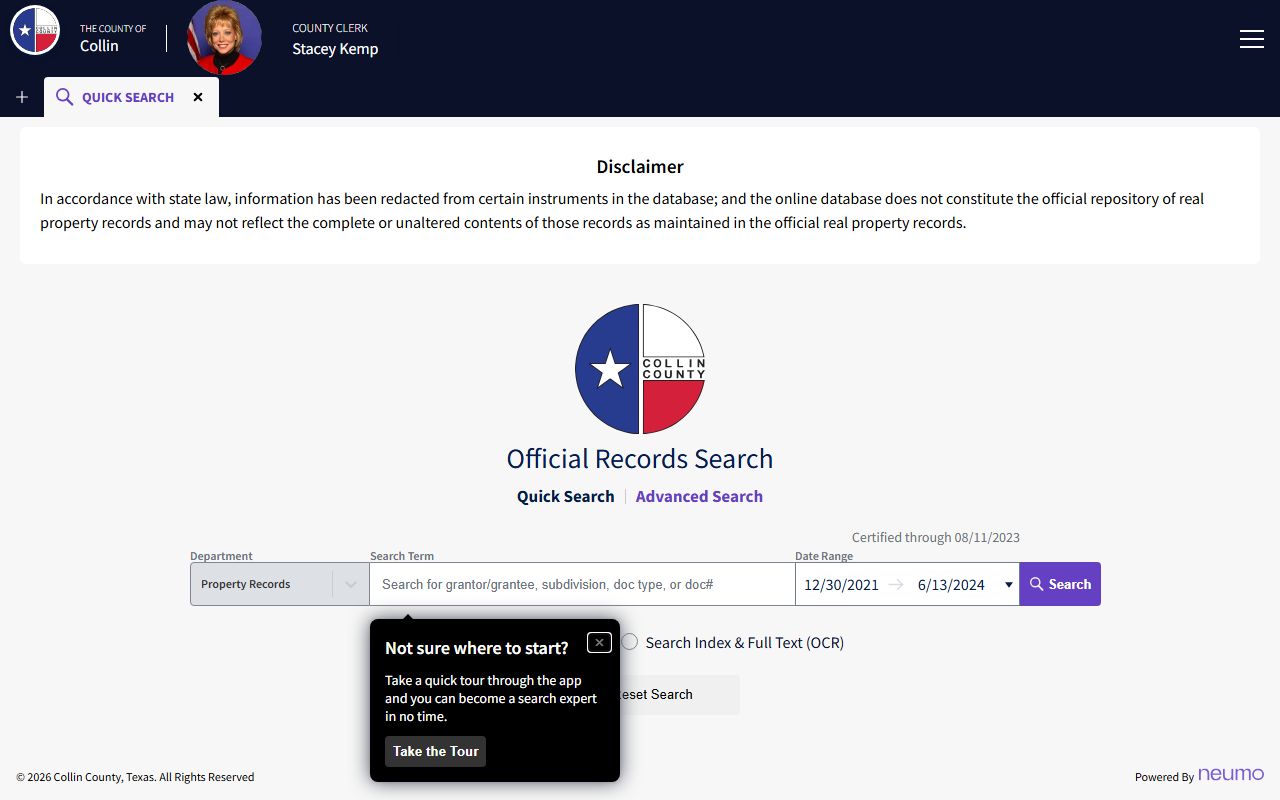 Collin County Clerk official records search portal for land and recorded documents