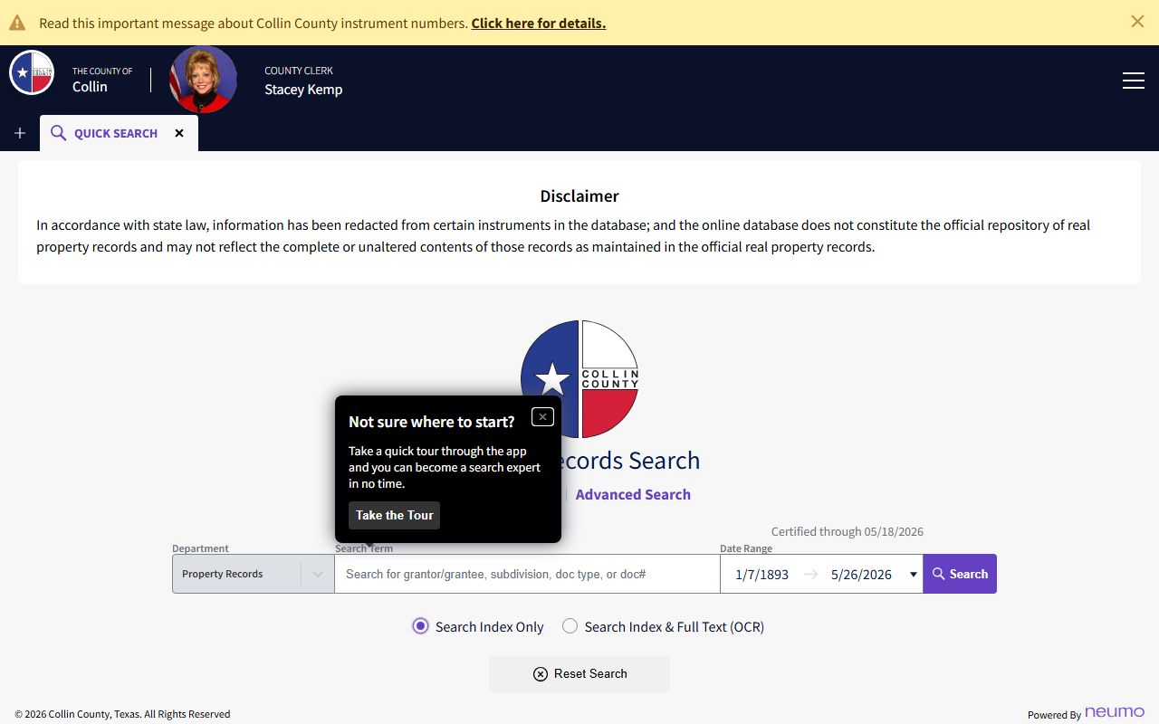 Collin County court records and the County Clerk public records search portal