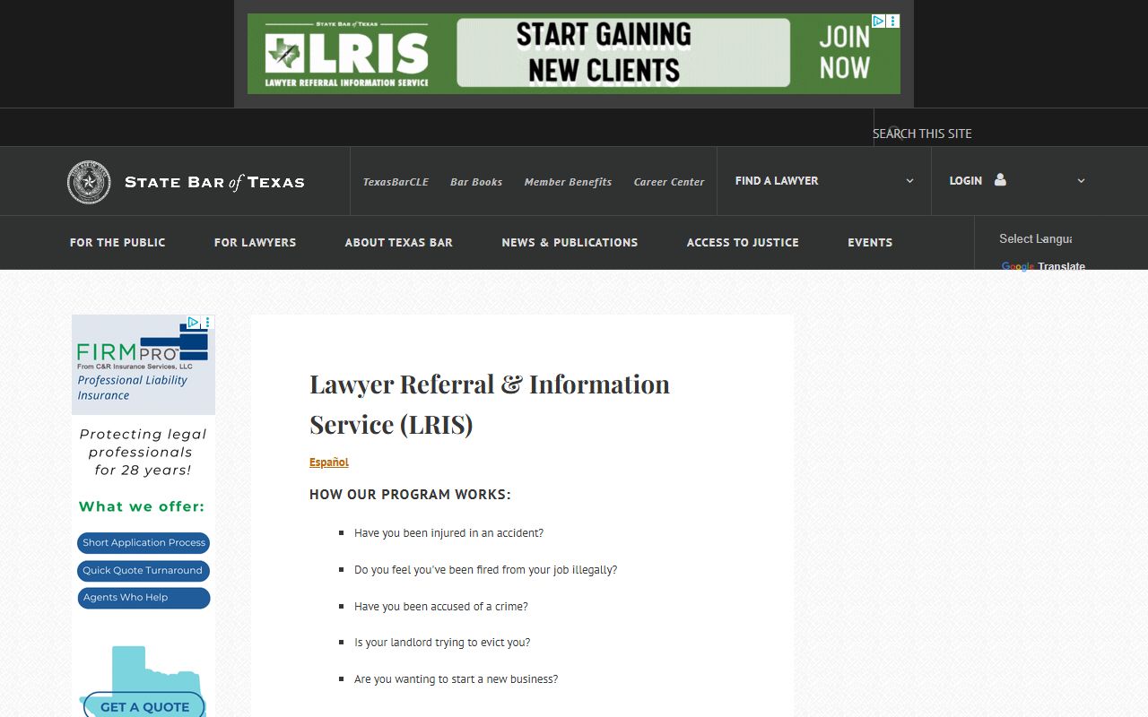 Collin County court records help through the State Bar of Texas Lawyer Referral Service