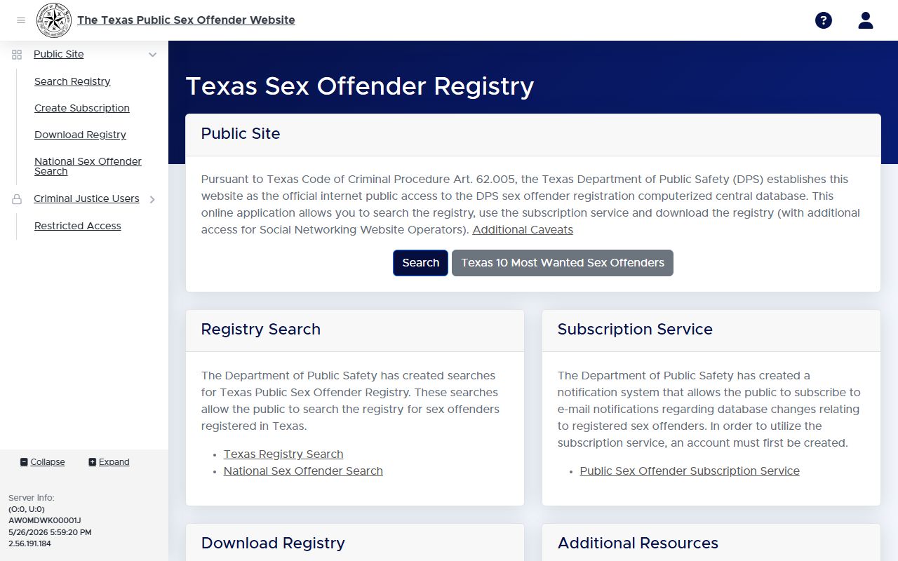 Collin County released inmates and the Texas DPS public sex offender registry
